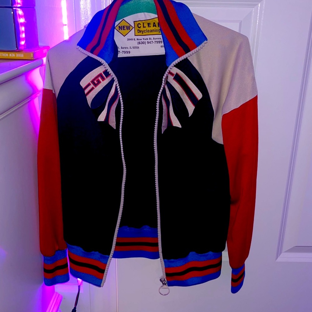 Brand new navy blue and red Gucci track jacket
